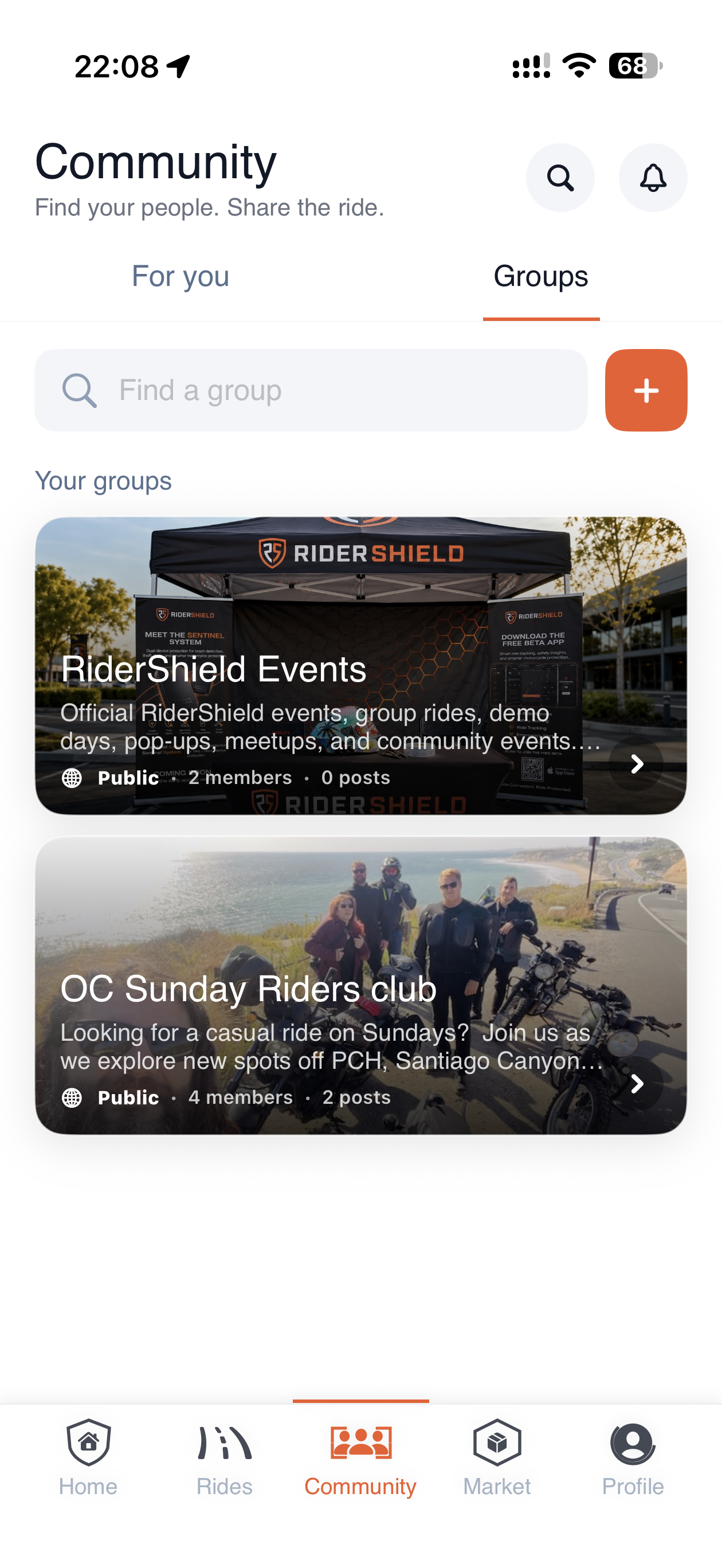 RiderShield community groups and events