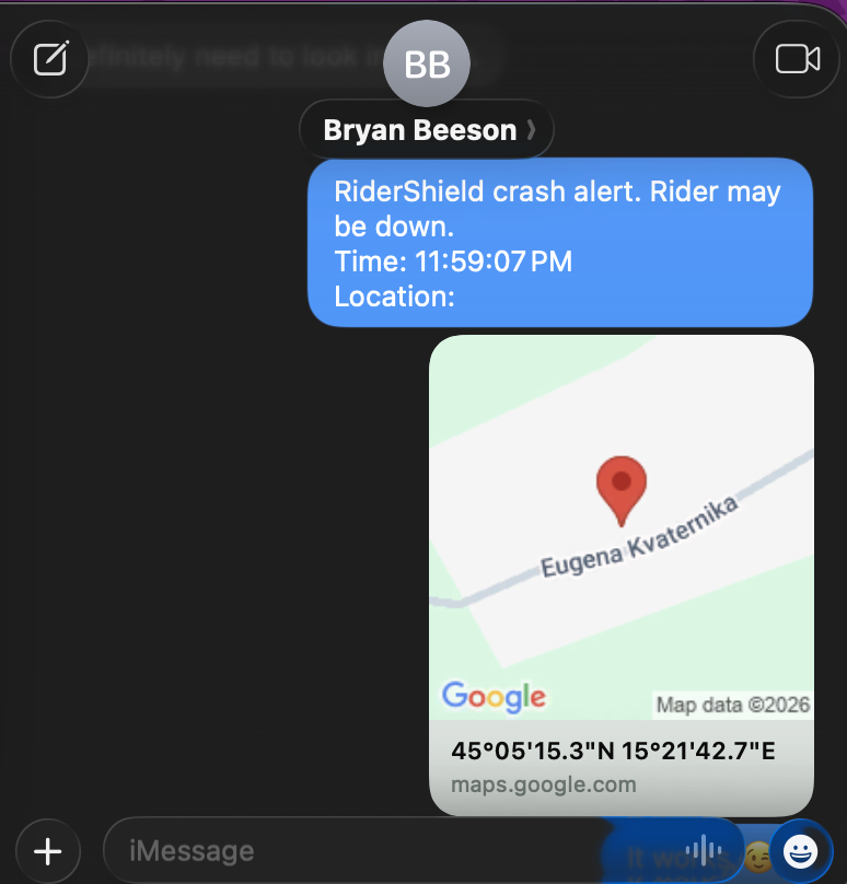 Emergency SMS received on contact phone